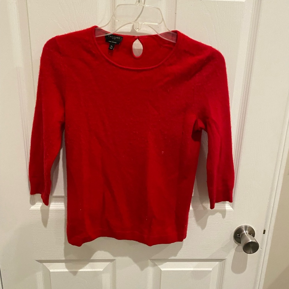 Talbots Women's Red Crew Neck Sweater 3/4 sleeves